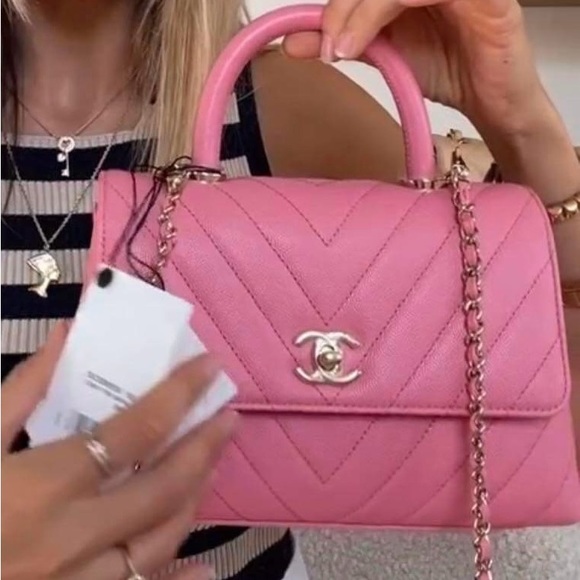 100% SOLD 20P CHANEL coco small top handle caviar GHW Barbie pink - Picture 1 of 12